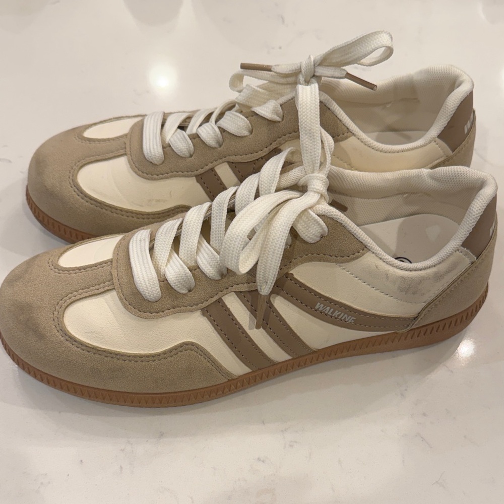 Cream and Tan Sneakers